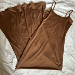 NWOT Brown Spaghetti Strap Maxi Dress